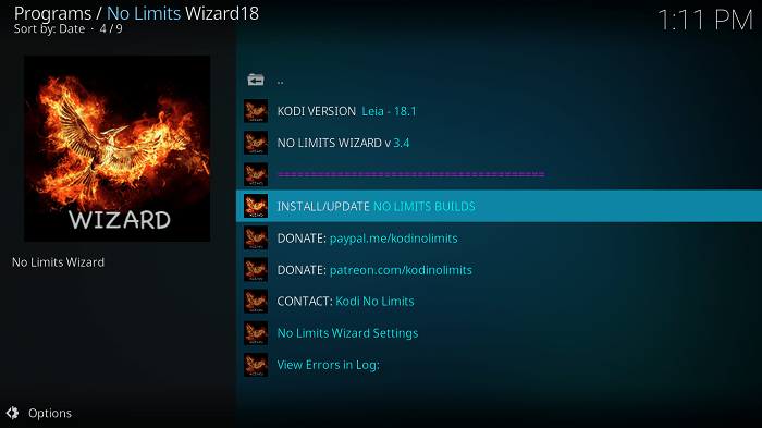 builds for kodi 18.2 leia no limits