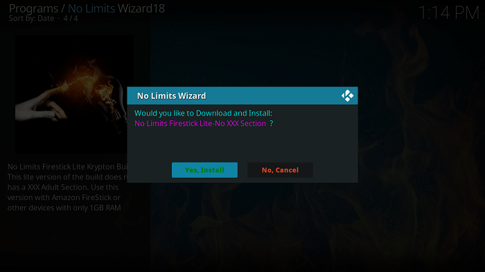 kodi no limits wizard 18 error