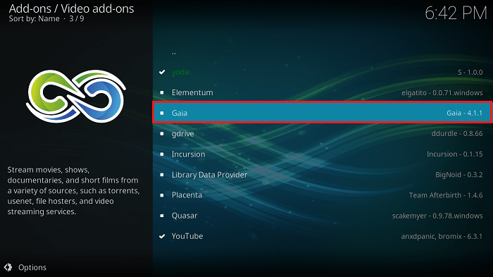 Gaia Kodi Addon