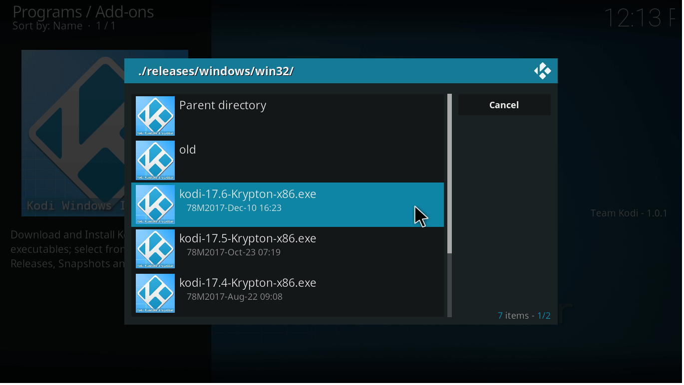 new kodi 18