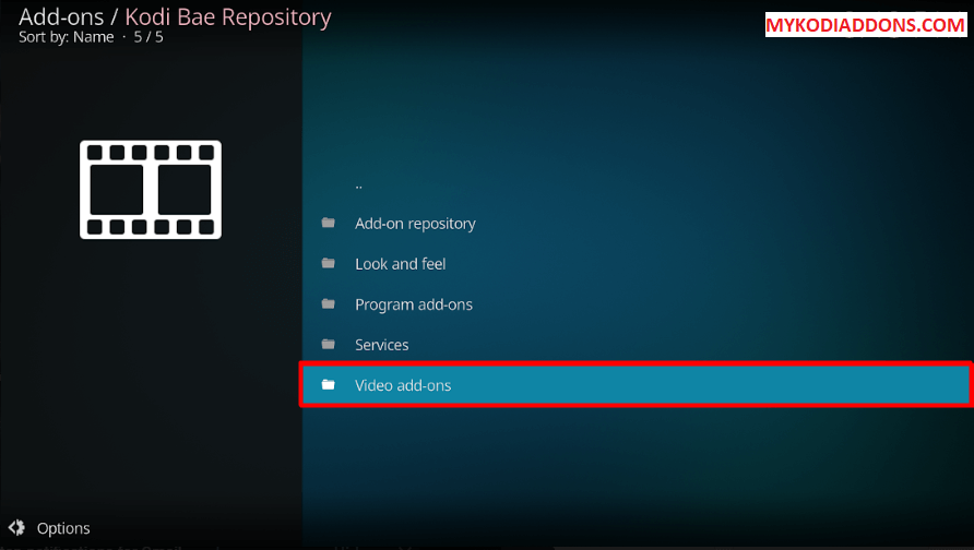 Choose Video addons