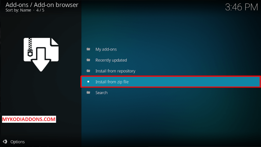 Select Install from the Zip file option - Latest Exodus Version