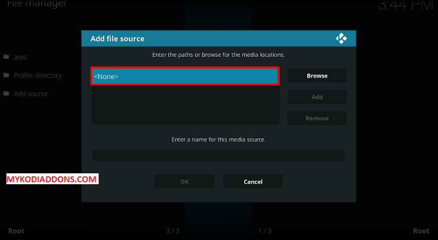 Select None to Enter Media URL - Install Exodus 6.0