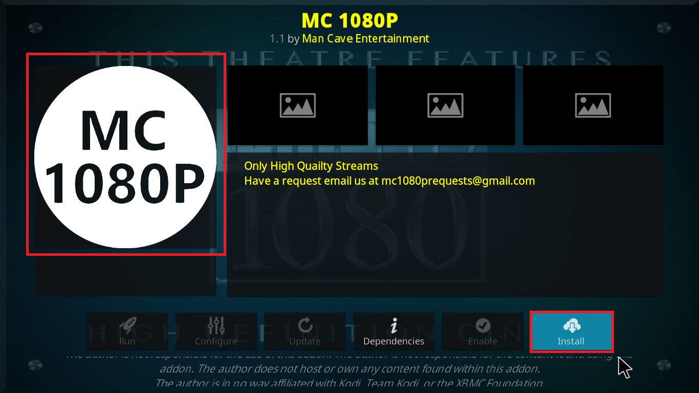 Install MC 1080P Kodi Addon