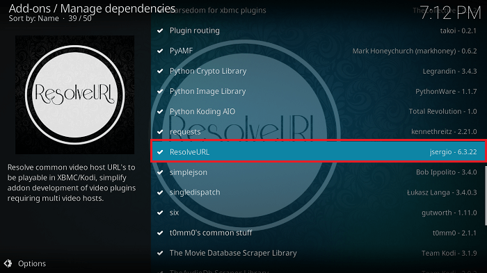 Click ResolveURL Dependencies