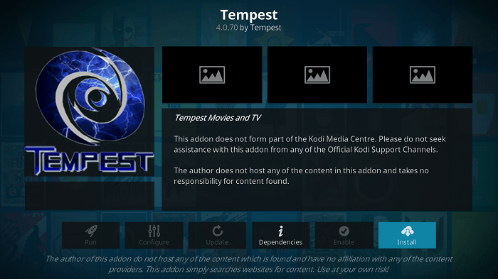 Install Tempest Kodi Addon on Leia 18