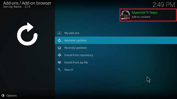MaverickTV Repo Addon Installed