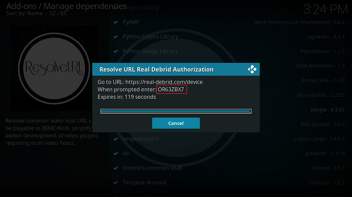 Note el código de autorización de RD