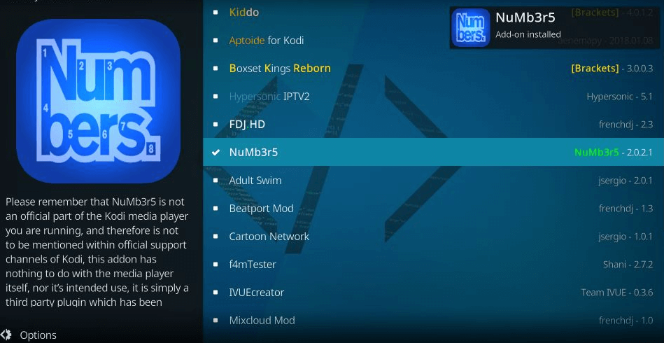 Numbers Kodi Addon